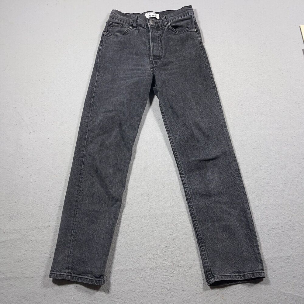 Reformation‎ Jeans Women 26 High Waist Button Fly Charcoal Wash Erie Black